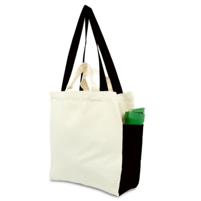 Cotton Bag with a Sewn-in Bottom and Side Pockets for Printing
